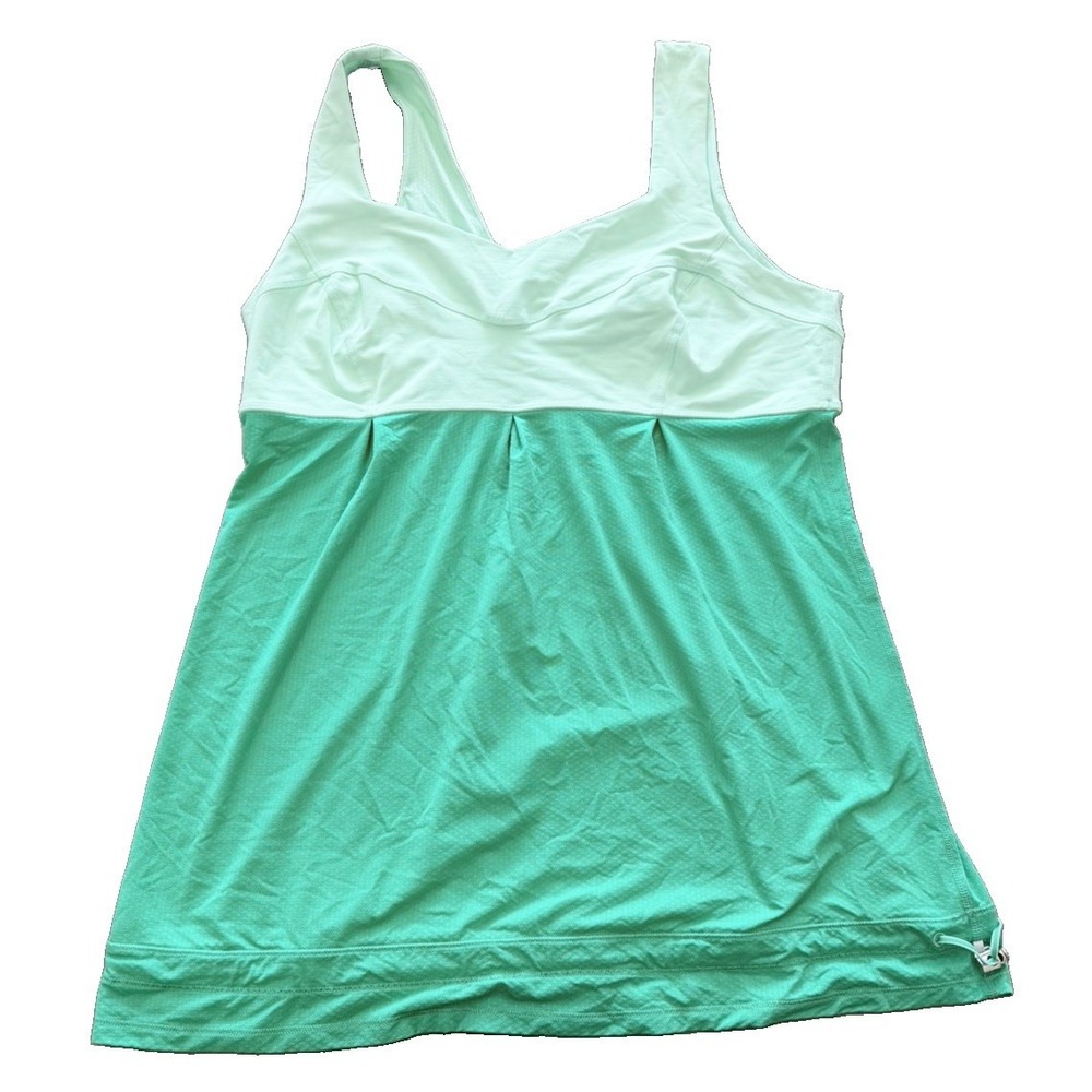 Lululemon Elevate Tank Women's 12 Clear Mint Green Mesh Cinch Hem Run Gym